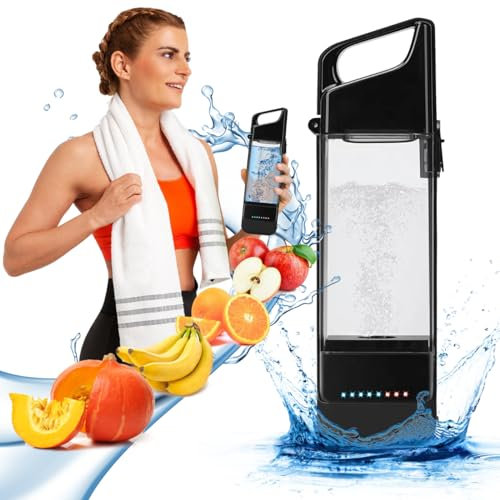 Botella de Agua de Hidrógeno Portátil, Generador de Agua de Hidrógeno Recargable con Tecnología SPE y PEM, Hasta 1500-3000 PPB, Ionizador de Vidrio de Agua Rico en Hidrógeno para el Hogar y el Fitness
