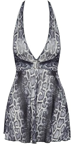 Cottelli Party Damen Snake Kleid, Grau, L