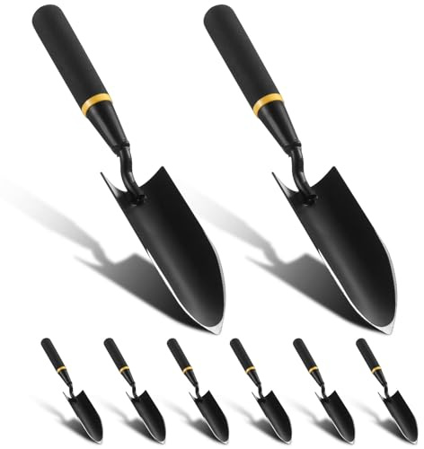 Leriton 8 Pcs Garden Trowel with Resin Rubberized Handle, Narrow Shovels