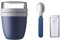 Mepal - Klapplöffel Set mit Lunchpot Ellipse - Praktischer Joghurtbecher & Müslibecher - Unterteilung für Joghurt & Müsli - Geeignet für Gefrierschrank, Mikrowelle & Spülmaschine - Nordic Denim