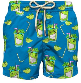 Saint Barth Mc2 Costume da Bagno Short Motivo Cpt Mojito Lighting LIG0001 Blu Chiaro Blu S