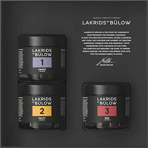 LAKRIDS BY BÜLOW - Geschenkbox - 3x150g - 1, 2 & 3 - Sweet, Salty & Red - Vegane Gourmet Lakritze in hochwertiger Geschenkbox
