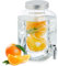 Relaxdays Dispensador de Bebidas con Soporte, Grifo y Tapa, 4 L, Cristal, Surtidor de Limonada y Agua, Transparente, 25 x 16 x 21 cm