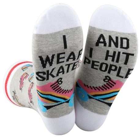 WZMPA Rollschuh-Socken für Rollschuh-Liebhaber, Geschenk, I Wear Skates And I Hit People, Rollschuh-Merch, I Wear Skates U, Einheitsgröße