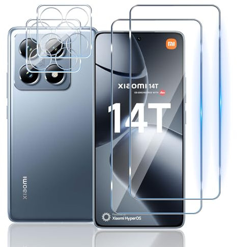 Mayfun Verre Trempé pour Xiaomi 14T, [2+2 Pièces] Film de Protection écran et Caméra Protecteur avec Cadre D'installation, 9H Dureté Vitre Protection, Anti-Rayures Sans Bulles HD Protecteurs d'écran