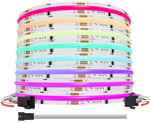 LOAMLIN COB LED Streifen – DC12V Smart WS2811 RGB COB LED Strip 5M, 720LED/M 20IC/M 3660LEDs, Hochdichte Gleichmäßige Farblichter, Flexibler Band Für DIY-Projekte (Ohne Adapter oder Controller)