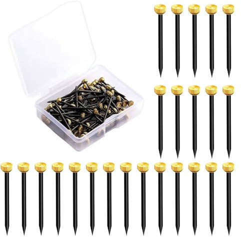 Erismithh 50pcs Picture Pins Brass Head Wall Pins Picture Hanging Nails with Plastic Storage Box for Walls Hat Picture Frames Photo Plaster Hangers