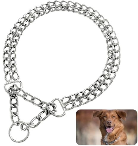 Duronge Kettenhalsband Hund, Edelstahl Hundehalsband, Verstellbare Hundekette mit Sicherer Schnalle, Hundehalskette Halsumfang 50 cm, Ø 2,5 mm, Hunde Kette zum Hundetraining