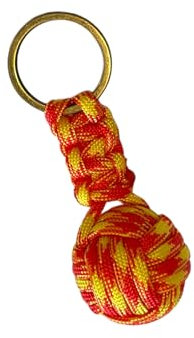 BLUECHOLON Llavero Bola Cordón trenzado Hombre Mujer Trenzado para Coche Moto. (Naranja-Amarillo)