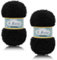 Uiopa Flauschige Fellwolle, 2 x 100g (2 x 60m) Fransengarn Weiche Flauschige Wolle zum Häkeln, Fransenwolle Fluffy Yarn Chunky Wolle für Schals Hüte Decken Taschen DIY Crafts (Schwarz)