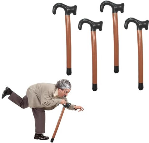 Nine San 4 Stück Aufblasbare Spazierstock Luftballons Aufblasbarer Gehstock Ballons Deko Krückstock Aufblasbar für Kostüm als Oma oder Opa zum Karneval Fasching oder als Gag zum Geburtstag 92cm