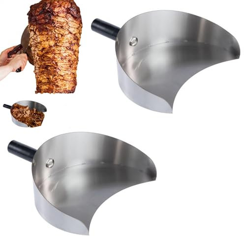 2 Pièces Poêle À Viande En Acier Inoxydable - Pelle Turque Pour Viande Gyroscopique - Pelle De Kebab Pratique Pour Ramasser Facilement Et Transporter En Toute Sécurité La Viande