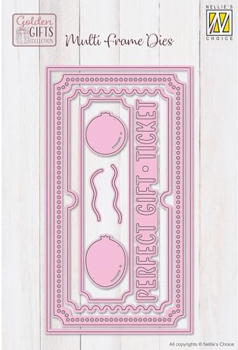 Nellie's Choice Stanzschablone Ticket mit Ballone - 9 Multi Frame Dies - für Stanzmaschine - Scrapbook- und Bastelzubehör für DIY, Karten Basteln und Bullet Journals