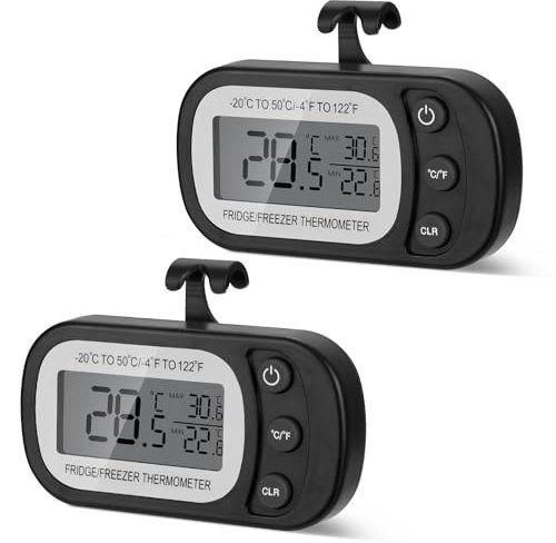 AiQlnu 2 Pièces Thermomètre Numérique pour Réfrigérateur, Magnétique Thermometre Cuisine avec Crochet, Écran LCD Facile à Lire, pour Cuisines, Restaurants, Bars, Cafés