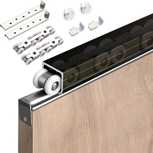 SSDDLZEQ Decken- und Wandmontage, Schrank-Schiebetür-Schienensatz, Aluminium-Taschentür-Schienensatz(1.4 m)