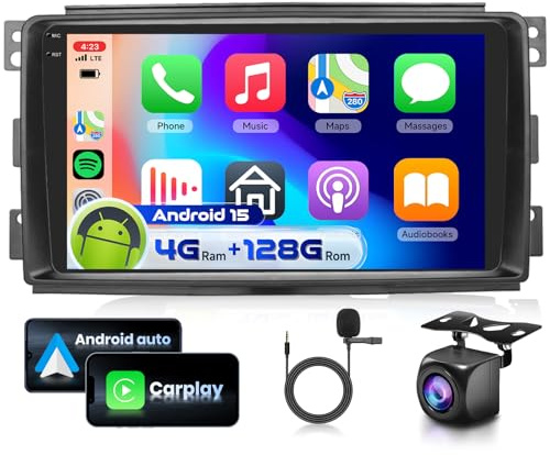 4G 128G VECHTEL 9 Bluetooth-Autoradio für Mercedes Benz Smart Fortwo 451 2005-2010 Carplay Android Auto,Android 15,DSP EQ,WiFi GPS,Mirror Link,RDS/FM Radio 2 Din mit AHD Rückfahrkamera