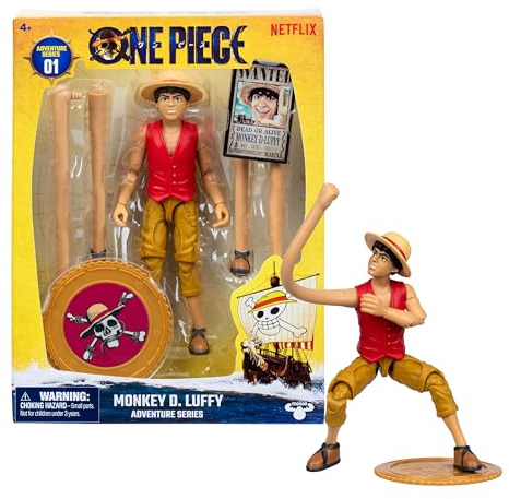 One Piece Monkey D. Luffy 6″ (15 cm) Action Figure with 6 Accessories | Swappable arms and legs, wanted poster, berry coin display base, One Piece merch for collecting, One Piece toys
