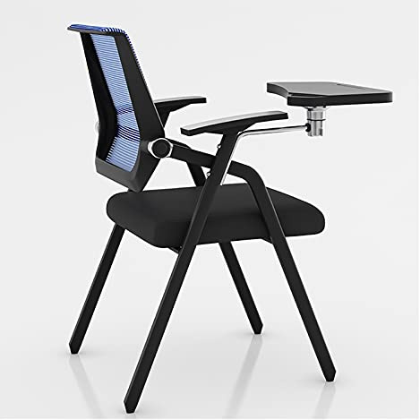 Folding Chair with Writing Board Office Conference Chair Reception Chairs with Tablet Arm, with Writing Board,Mesh Guest Reception Stack Chairs Nesting Chair,Upholst
