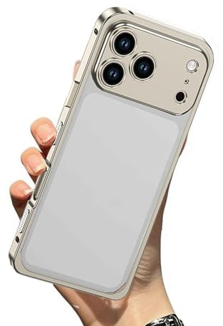 Wryhaul Chubbycase Ultra-Thin Metal Frame Heat Dissipation Case with Lens Protector, Bumper Metal Frame Shockproof Phone Case for iPhone 17/16/15/14 Series (Original Color,15 Pro-max)