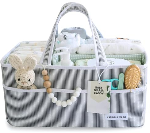 BUSINESS TRENDZ Nappy Caddy Organiser | Large Portable Baby organizer with Handles | Nursery, Bedroom & Car Travel Essential | Holds Nappies, Wipes & Creams, Newborn Essentials - Baby Shower