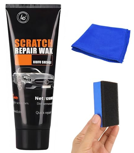 Car Scratch Remover, Manual Scratch Remover Kit for Cars with Polish Compound Sponge and Wipe, Car Paint Surface Care Kit for Light Scratches Scuffs Marks and Paint Appearance Maintenance
