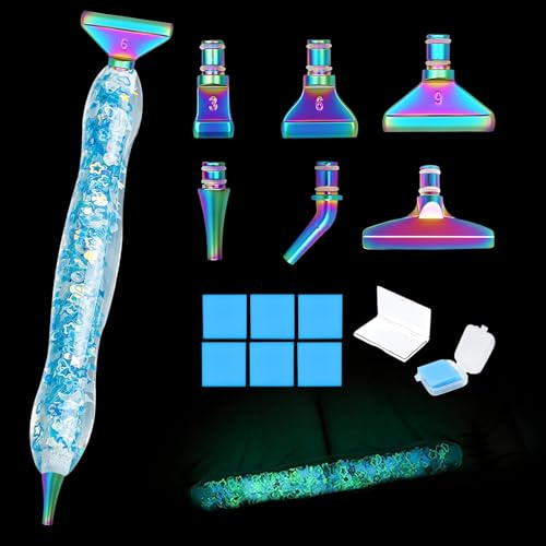 trhillsbrad Diamond Painting Zubehör Stift Diamond Painting Stift 6 Styles Metal Drill Pen Ersatzköpfe für 5D Stifte Tools & Zubehör im Dunkeln leuchtende Diamantkunststifte