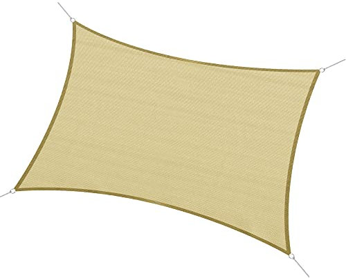 Outsunny Voile d'ombrage rectangulaire 3 x 4 m polyéthylène Haute densité Protection UV avec Sac de Rangement - Coloris Sable