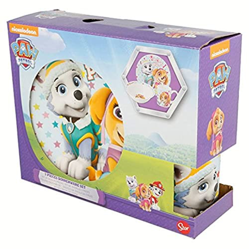 3-teiliges Set aus Keramik (Herd, Dessertteller, Becher) Paw Patrol GIRL Stars