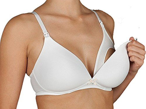 Selene Reggiseno Imbottito Allattamento Mamma Senza Ferretto con Comoda Apertura Coppa C Art. Alba (Bianco, 6)