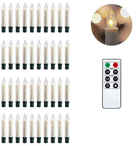 DecoKing 47590 40er Set LED-Kerzen kabellose Weihnachtskerzen Timer Fernbedienung warmweiß Durchmesser 1,5 cm batteriebetrieben Weihnachtsbaumkerzen Weinachtsdeko Weihnachtsschmuck Weihnachten Blinx