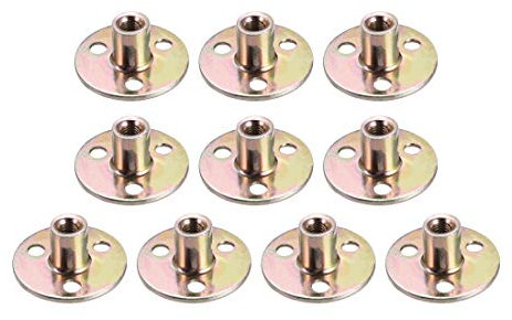 sourcing map 10pcs M6x37x2,5mm Brad Bohrung Kohlenstoffstahl T Muttern Möbelbeschläge Flanscheinsatz Innengewinde