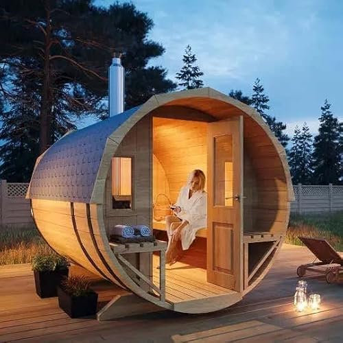 FinnTherm Fass-Sauna Sam, Premium-Thermoholz, ohne Ofen