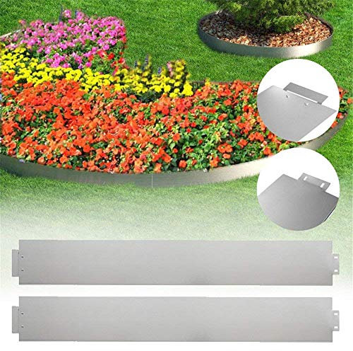AufuN Rasenkante Metall 10 m x 18 cm Verzinkt Beetumrandung Beeteinfassung Mähkante Palisade 10 Stücke 100 cm x 18 cm (L x H) Rasenkante Verzinkt