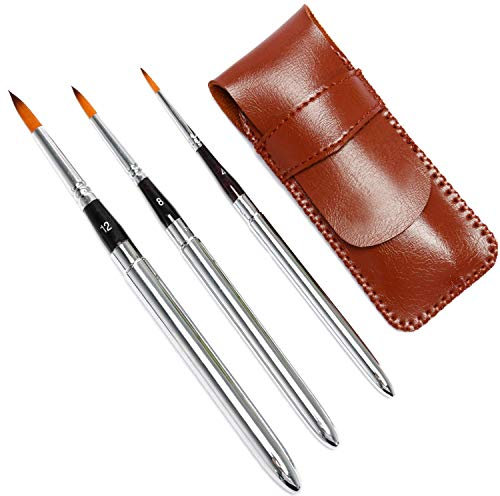 Fuumuui Travel Watercolour Brushes Synthetic Sable Watercolour Brushes with Pocket Size Leather Pouch Perfect for Gouache Ink Painting