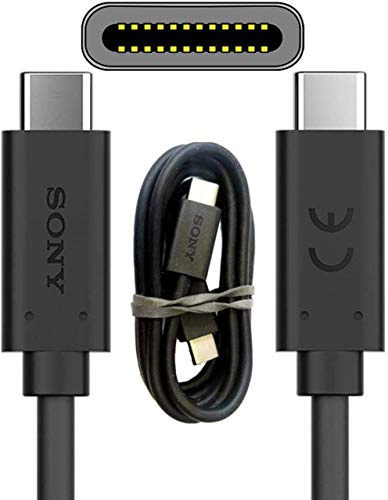 GLITZY GIZMOS Genuine Official Sony® UCB24 USB Type C To USB Type C Data Sync Charging Cord/Cable/Lead - Black (Bulk Packed)