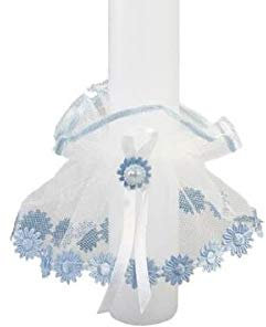 Unbekannt Kerzen Röckchen aus Tüll Blau, geeignet für Kerzen bis Ø 5 cm, für Taufkerze, Kommunionkerze, Kommunionskerze