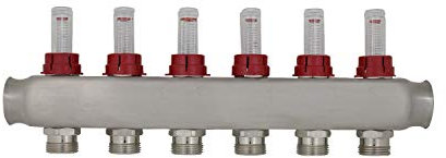 Collettore riscaldamento a 2 3 4 5 6 7 8 9 10 11 12 circuiti con flussometro riscaldamento a pavimento termosifoni per tubo multistrato pex (6 circuiti)