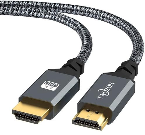 Twozoh Cable HDMI 4K 2M, Cable HDMI 2.0 Trenzado de Nailon de Alta Velocidad 4K@60Hz a 18Gbps Compatible con PS5, PS3, PS4, PC, proyector, 4K UHD TV/HDTV, Xbox