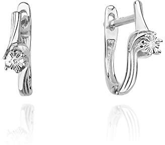 Damen Ohrringe 585 14k Gold Weißgold Ohrhänger Diamant Brillanten