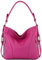 modamoda de T202 Damen Leder Henkeltasche Schultertasche handmade in Italy, Farbe:Pink