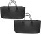 2 Pièces Sac En Feutre Robuste, Panier À Bûches En Feutre Pour Cheminée Avec Poignée Pour Le Transport De Bois, Jouets, Journaux, Faire Du Shopping, Etc.,Noir,50 * 25 * 25 cm