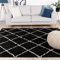 FRAAI | Home & Living Teppich Hochflor - Grand Lines Schwarz Creme - Kariert, Gestreift, Shaggy - Modern, Skandinavisch - Wohnzimmer, Esszimmer, Schlafzimmer - Fellteppich - Carpet