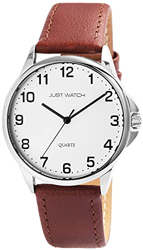 Just Watch Herren-Uhr Echt Leder Dornschließe Analog Quarz JW20160 (braun)