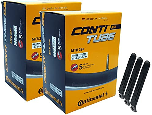 pneugo! Set 2 x Continental Fahrradschlauch 29 Zoll Sclaverand 65-622/70-622 (MTB) + 3 Reifenheber