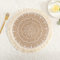 Rund Gewebte Platzset,Boho Tischsets,Jute Tischsets mit Mandala Quaste,Böhmen Farmhouse Retro Restaurant Tischdekoration Platzdeckchen Tischsets für Hochzeit Festival Party Küche Speisetisch,2er Set O
