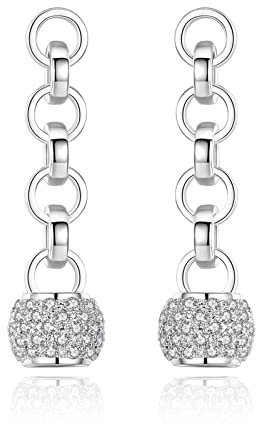 Banemi Boucle D Oreille Fille Clou D'Oreille Cuivre Cercle De Verrouillage Avec Zircone Cubique Or Blanc