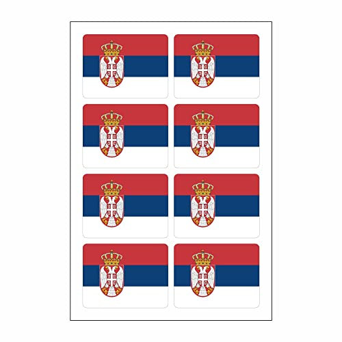 8 Stück Aufkleber Serbien Flaggen Set | Sticker Serbia Autoaufkleber