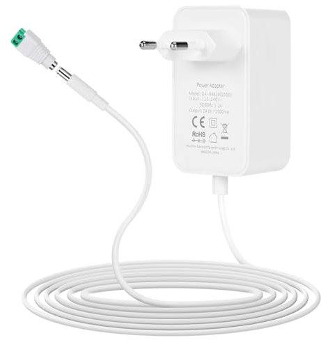 24V Netzteil 2A Steckernetzteil, 110-240V AC to DC 24V2A 1A Adapter Netzadapter Transformator mit Weiblich DC, EU Stecker für LED Streifen Massagepistole Radio Router
