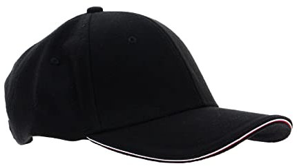 Tommy Hilfiger Cappello Baseball Tessuto Misto Lana Cappellino con Visiera Logo Ricamato Dietro Regolabile Articolo AM0AM10737, BDS Black/Nero, Taglia Unica