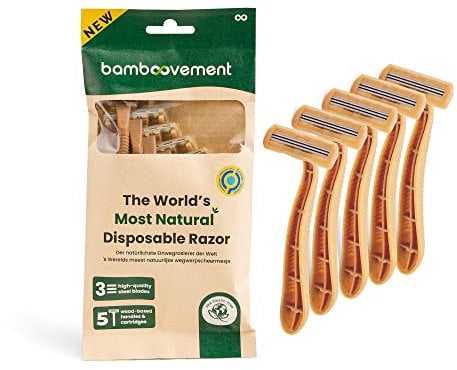 Bamboovement Der natürlichste Rasierer der Welt für Männer und Frauen, nachhaltiger Einwegrasierer, 99% weniger Plastik, 3 Premium Klingen